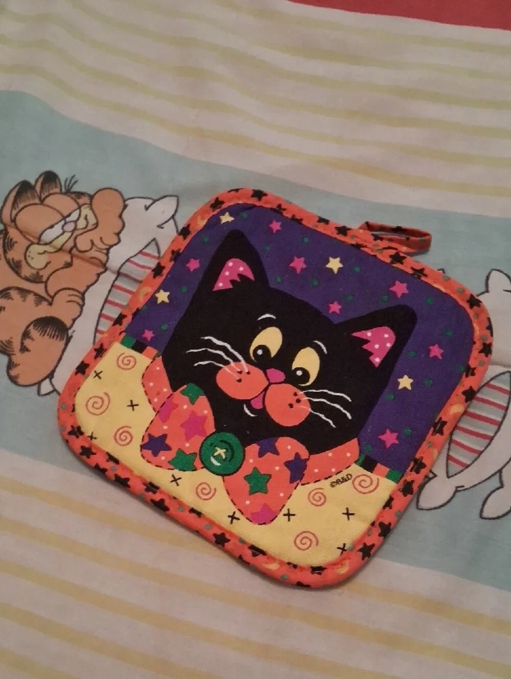 Vintage,Halloween Kitchen Towels and Pot Holder Sets - Orange,Black,Purple🍁🍂🎃